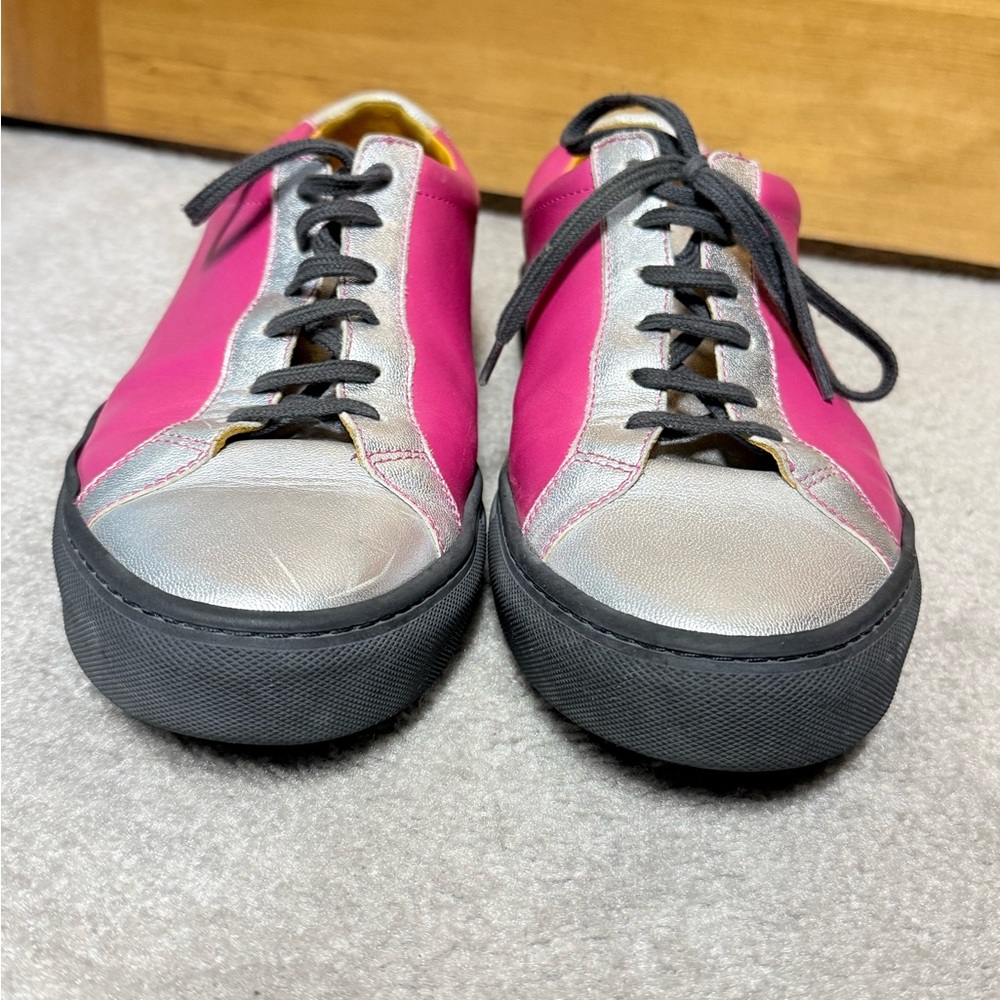 Undandy Men’s Custom Color block pink silver leather sneakers sz 11 - Picture 3 of 14